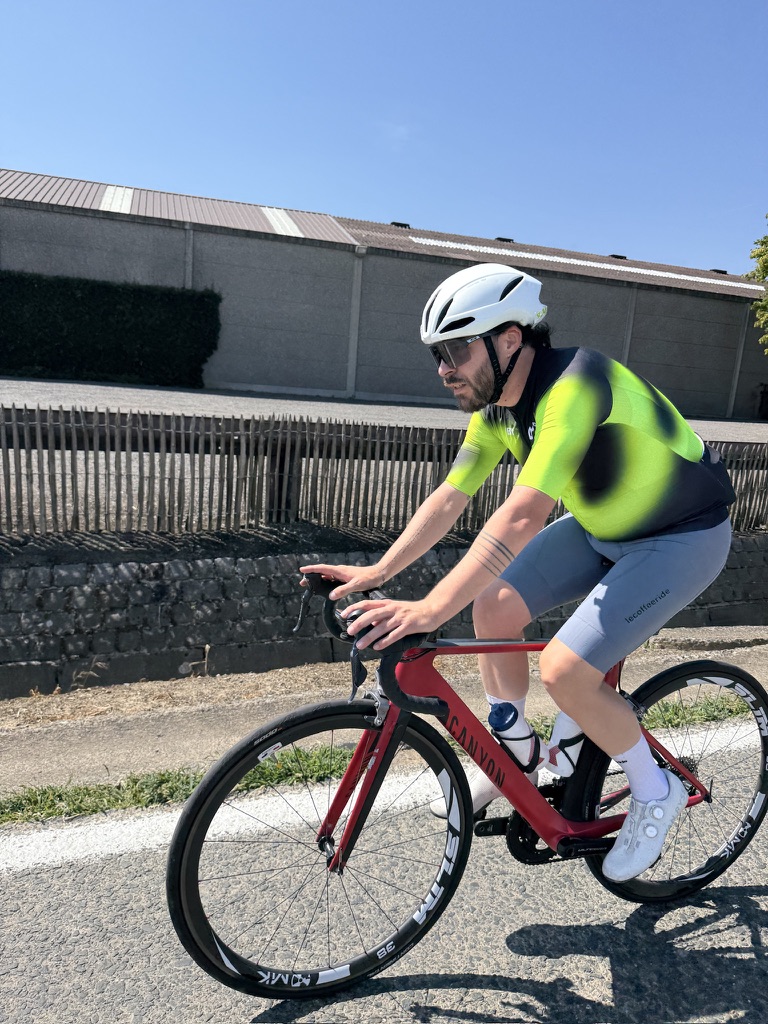 Valentin Iliou riding his bicycle