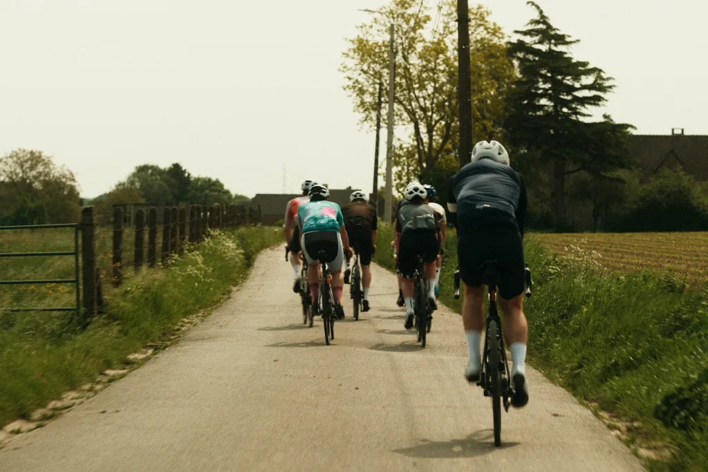 Cyclists riding a False Flat route